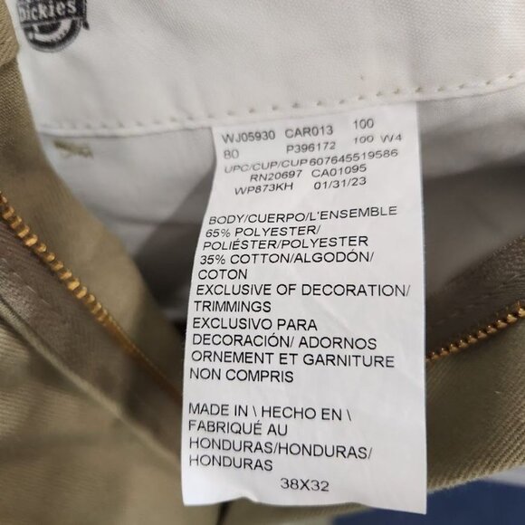 Dickies Men's 873 Slim Fit Work Pants in Khaki - Size 38x32 - Picture 7 of 7